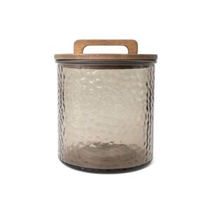New Target Spring 2026 Short-Wide Hammered Glass Canister Taupe with Wooden Lid